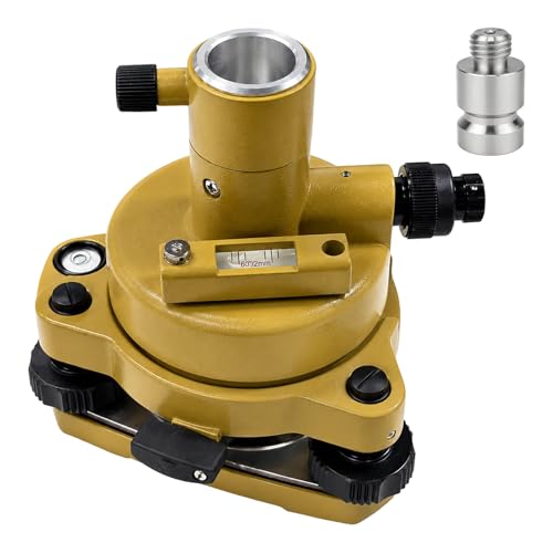 Yellow Surveying Tribrach with Adapter and Optical Plummet, Universal 5/8" Thread Leveling Base, Precision Alignment for Total Station Prism, Theodolite & RTK GNSS Receivers Survey Equipment Accessory