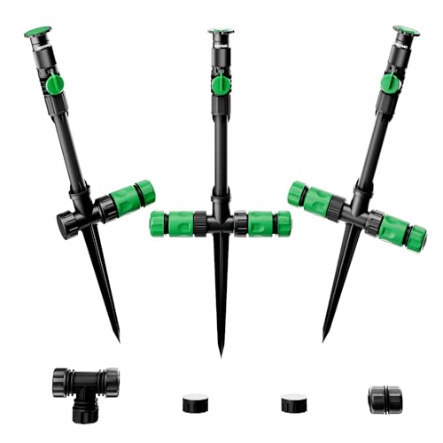 RESTMO Gartensprenger, Rasensprenger mit Erdspieß, 360°Verstellbarer Rasensprenger zur Gartenbewässerung, Gartensprinkle...