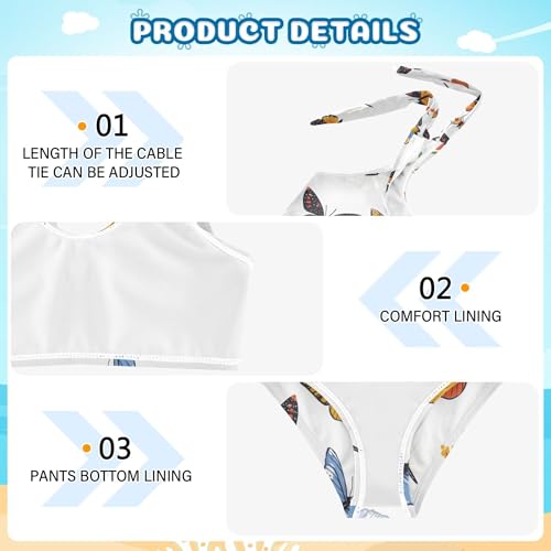JUNZAN Cartoon Cute Butterflies White Girls Bikinis Sets High Waisted 2 Piece Swimwear Girls Bikini Bottom 3T3