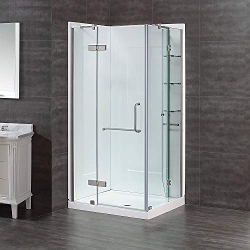 Ove Decors Savannah 40 In. X 32 In. 10 Mm Kit With Glass Door, Acrylic Wall Panels And Shower Base, Satin Nickel Finish #TOP5