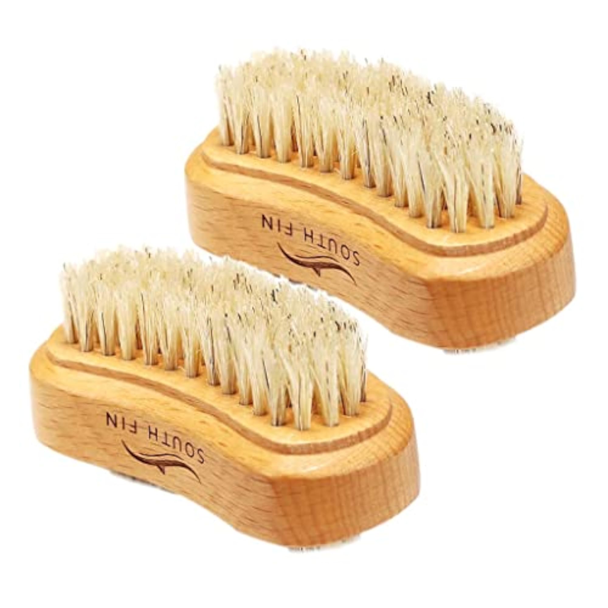 Beech Wood Dual Sided Nail Cleaning Brush Set, 2 Pcs