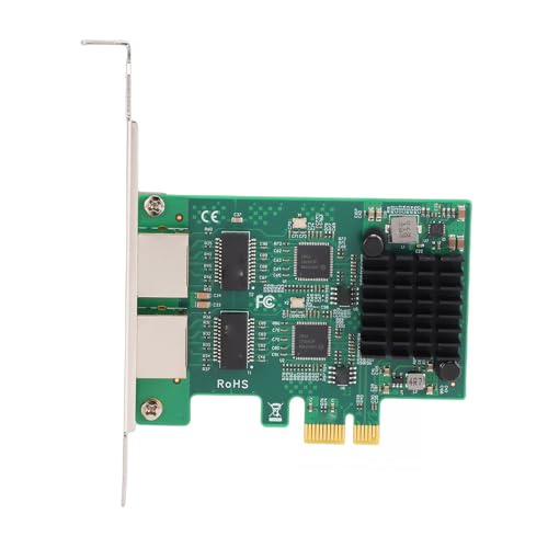 Tarjeta de Red Gigabit de Puerto Dual, 2 x RJ45 Adaptador Ethernet PCIe con Conectores Chapados en Oro y Disipador, para PC de Escritorio con Controlador miniatura 6