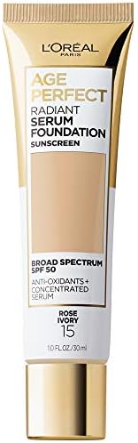 L'Oréal Paris Age Perfect Radiant Serum Foundation with SPF 50, Rose Ivory, 1 Ounce
