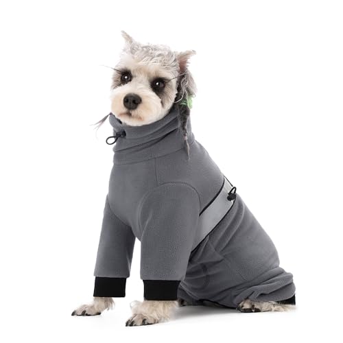 BT Bear Warme Mäntel für kleine Hunde, verstellbarer Fleece-Overall mit D-Ring, Wintermantel für kleine Hunde, Hellgrau, Größe S