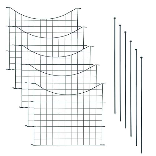ESTEXO Teichzaun Gartenzaun 11tlg Set Zaun Teich 5 Zaunelemente Gitterzaun Anthrazit Gitter Steckzaun Elemente Welpenauslauf Unterbogen