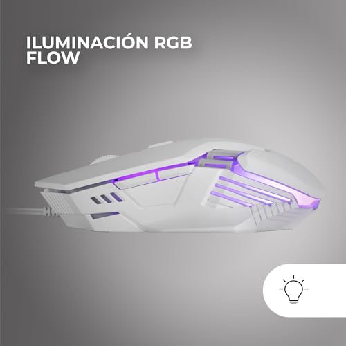 MM024, Mouse Gaming RGB, Sensore Ottico 4000 DPI, Switch Meccanici Huano, RGB Flow, Regolazione On-the-fly 1200/2400 / 3200/4000 DPI, Compatibilità Multipiattaforma, Bianco - Mouse gaming - Immagine 1