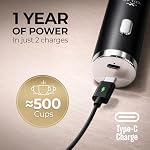 Zulay-Kitchen-Rechargeable-Milk-Frother-Handheld-Frother-Wand-Drink-Mixer-Electric-Whisk-Frother-for-Cappuccinos-Matcha-Protein-Powder-Ultra-Metal-3-Whisk-1800mAh-Black