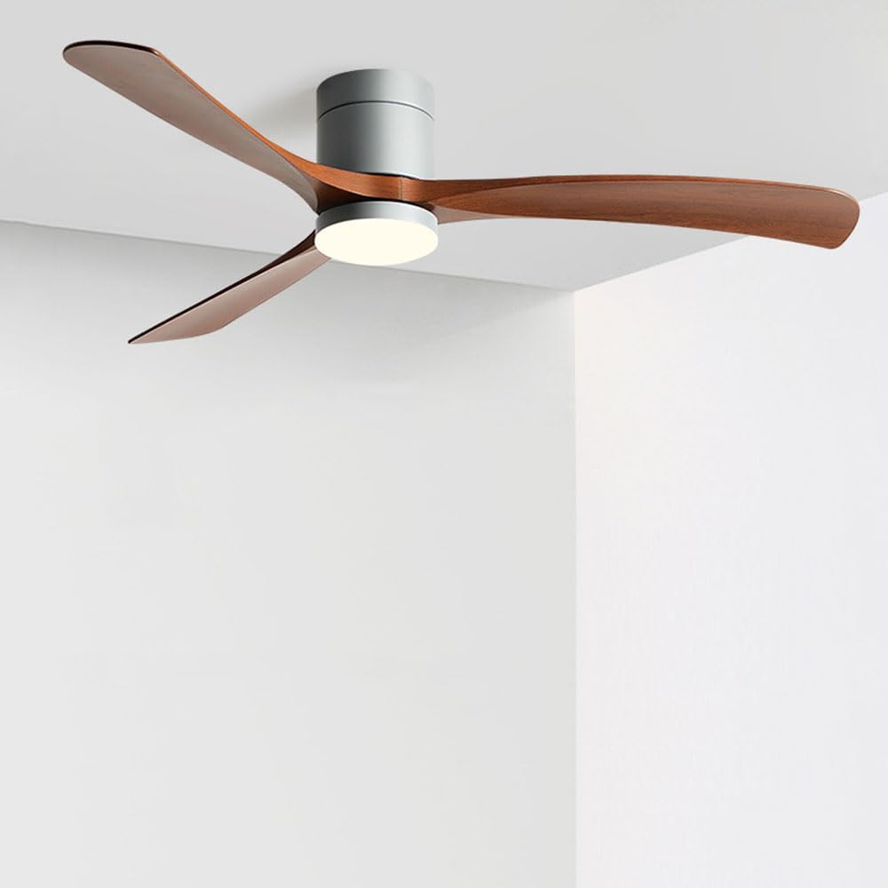 Ceiling Fans With Lights Remote Control Dimmable LED Ceiling Fan Wooden Quiet Reversible Modern Ceiling Fan With Light Reversible Noiseless Ceiling Fan Lamps For Bedroom Farmhouse Home Fans Lighting