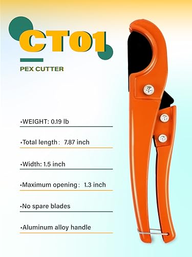 AMZCNC PEX Pipe Expansion Tool Kit Manual Expander Tool Kit ASTM F1960 Standard PEX Expansion Tool Kit with 1/2", 3/4", and 1" Expansion Heads for PEX-a Piping - Includes Pipe Cutting Tool