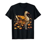 Otoño Ganso Arte Acogedor otoño Hojas Bosque Animal gráfico Camiseta