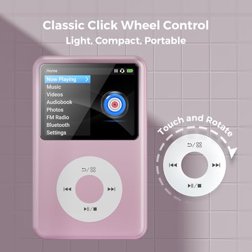 Image of Mp3 Player with Bluetooth Y1 Portable Music Digital Players Supports Playlist Audiobook Video Nice Gadget for Kids Pink