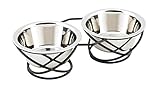 Buddy's Line Spring Style Double Diner Pet Bowl, Black Iron Base, 12 ounces