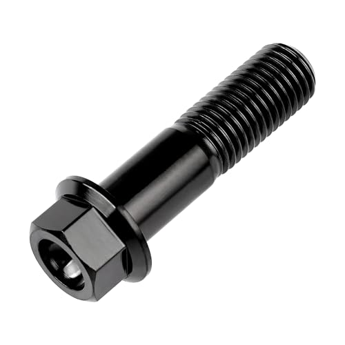 Image of Titanium Bolt M12 30 35 40 45 50 55 60 65 70 75 80 85 90mm Hex Small Flange Head for Motorcycle Car Modification Pack of 4 (M12x45mm Pitch 1.5, Black)