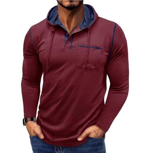 Muscle Fit Hoodies For Men Solid Color Long Sleeve Sweatshirt Fashion Vintage Casual Pullover 1/4 Button Workout Tops2