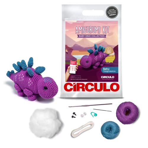 Circulo - Kit Stegosaurus Amigurumi, coleção de dinossauros para bebês, kit intermediário de crochê,