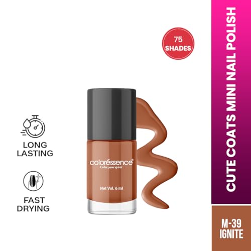 Image of Coloressence Cute Coats Long Lasting Nail Paint | Chip Resistant | Quick Dry | One Swipe Application | Toxin Free|Ignite-6ml, Glossy Finish