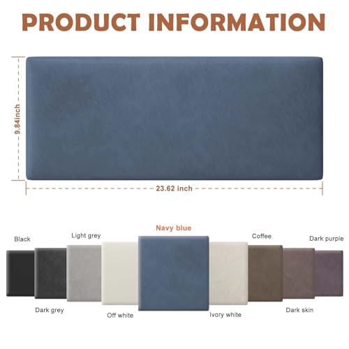 IFNOW Wall Mounted Upholstered Headboard Queen, 3D Peel and Stick Soundproof Panels, Reusable and Removable Padded Leather Bed Headboard, 9 Panels 9.84" x 23.62", Navy Blue