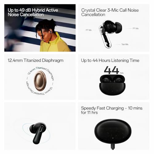 Image of Original Wireless Bluetooth Earbuds for Oneplus Nord 3 Pro, Sound, Noise Reduction and Quick Charging Case (Black)