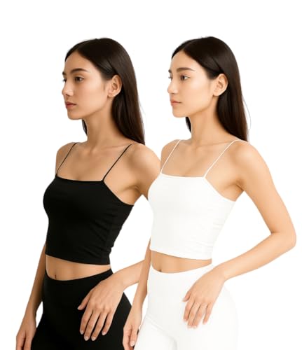 Image of Women's Seamless Long Crop Top Combo | Lightly Padded Smooth Stretchable Camisole Bra for Daily Comfort & Support | Pack of 2