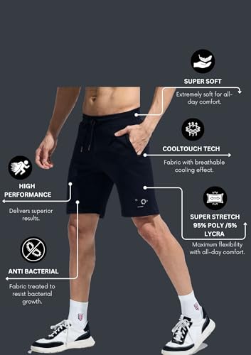 Image of DOMIN8 Men's Stylish Cut & Sew Sporty Light Weight Breathable Shorts with Secure Side Zipper Pocket | Mens Shorts | Sports wear for Men Grey