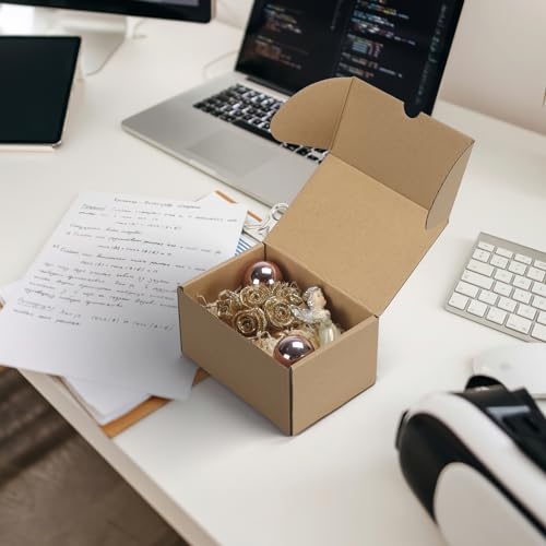 Image of RLAVBL 6x4x3 Small Shipping Boxes Set of 40, Brown Corrugated Cardboard Mailer Box for Packing, Mailing, Business