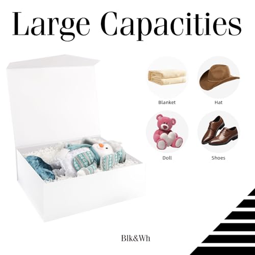 BLK&WH 5 Extra Large Gift Box with Lid 19.2x15.8x7 Inches, White Gift Box Closure Lid for Clothes and Large Gifts (Matte White) by BLK&WH - Image 3