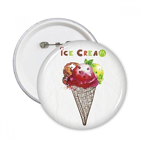 Badge rond aquarelle feuilles et crème glacée 5pcs S DIYthinker