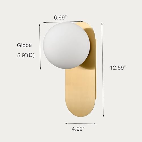 Miniatura 6 de HOLKIRT Juego de dos apliques de pared de latón, lámpara de pared moderna, aplique de pared con globo, luz de montaje en pared, iluminación de pared
