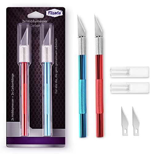 Filzada® 2x Bisturí - juego de cuchillos artesanales Con una precisión ideal - rojo y azul Cover