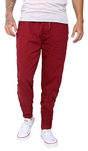 Men's Chino Jogger Pants Casual Elastic Waistband Twill Cargo Trousers for Outdoor & Athletic Activities