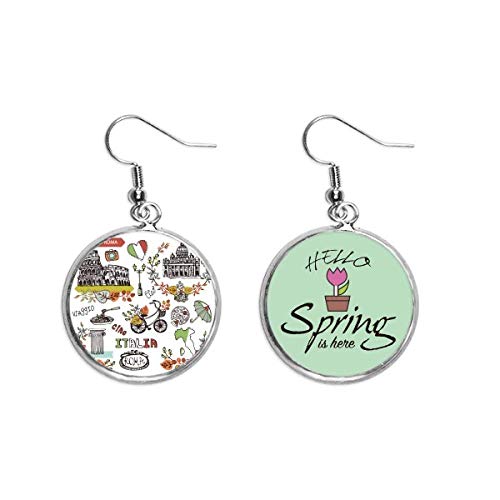Boucles d'oreilles printemps automne au motif Colisée Rome graffiti suspendu