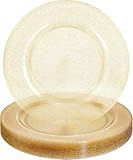 WDF 25PCS Glitter Gold Charger Plates - 12inch Gold Charge for Dinner - Plastic Chargers for Wedding Baby Shower Spring Birthday