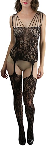 Image of ToBeInStyle Women's Bodystocking Bustier Garter Lingerie Suspender Thigh High Stockings