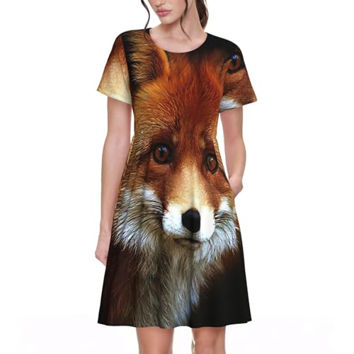 Robe d'été EdWal FOX2 fleurie à col rond pour femme style fluide