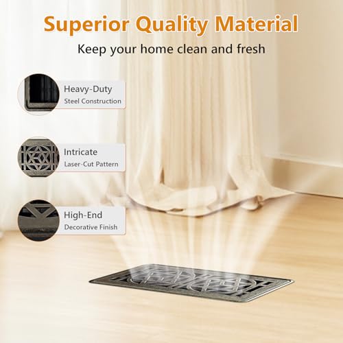 2 Pack Floor Vent Covers, Floor Register 4x10, Heavy Duty Walkable Steel Vent Cover, Adjustable Decorative Vent Covers for Home Floor Ceiling or Sidewall Vent, Rust-Proof Finish — view 5