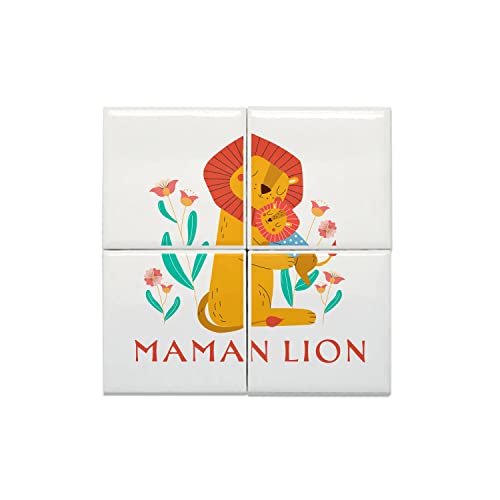 Carreaux céramique Reine Maman Lion 15,2x15,2 cm lot de 4