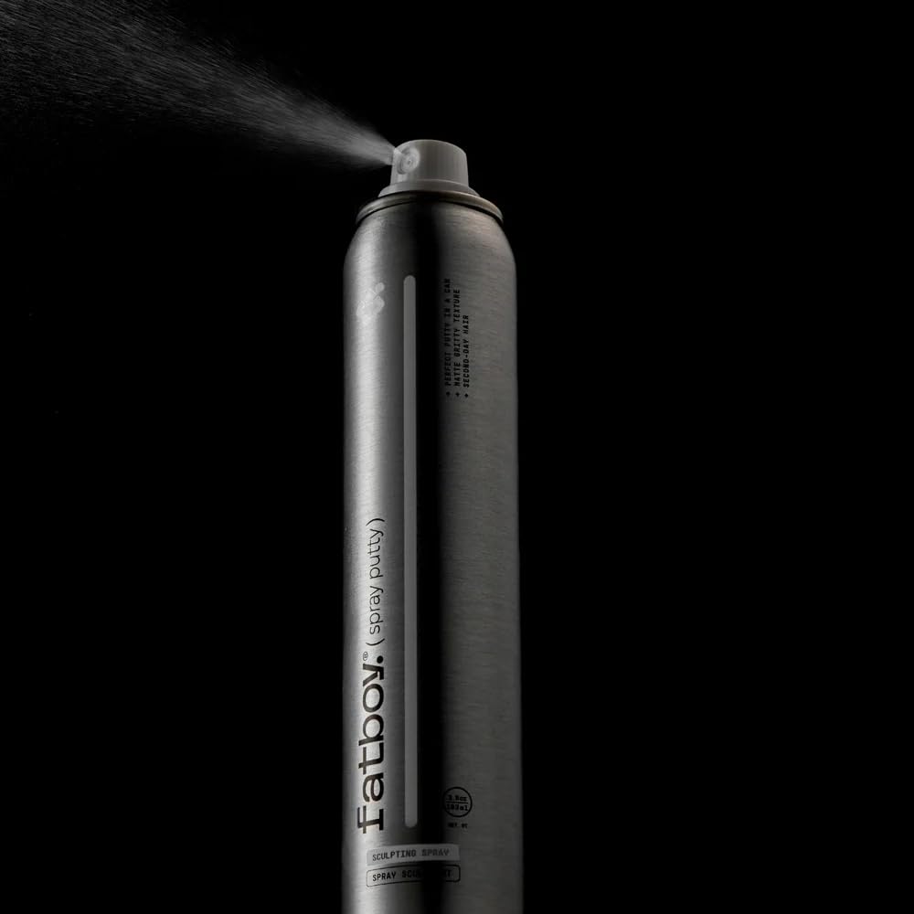 Fatboy Hair Spray Putty, Heavy Hold Styling Texturizing Spray for Volume, Texture & Sculpting, Matte Finish, Hair Care for Medium to Thick Hair, Tousled Hair Style, Paraben Free, Color Safe, 3.5 oz