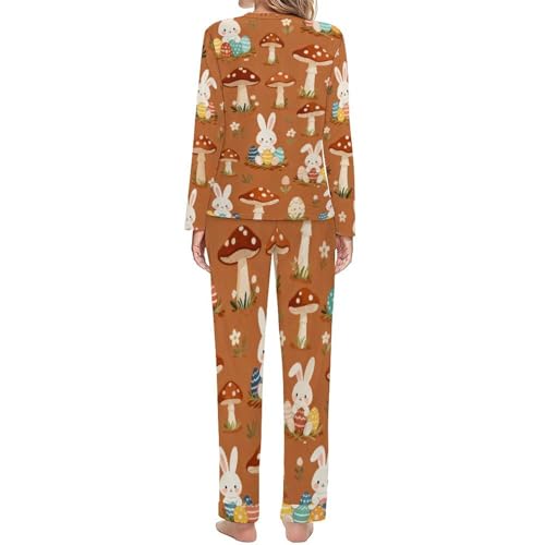 Image of Womens Pajamas Sets 2 Piece Long Sleeve Lounge Set Loose Pants Pj Sets Loungewear with Pockets