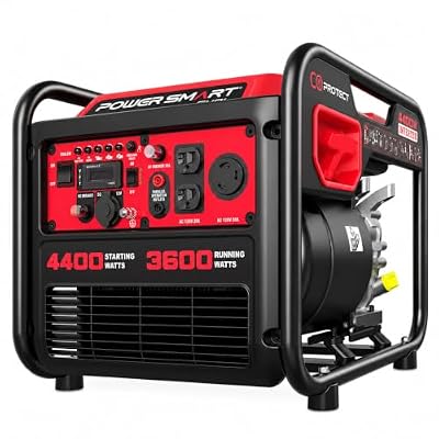 Powersmart 4500W Open Frame Inverter Generator, Portable Gas Powered Generator with CO Alert, RV & Parallel Ready, Low Oil Protection, Eco Mode, 223cc Engine for Home Backup,Camping & Emergency Use