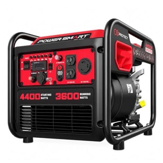 PowerSmart 4400-Watt Portable Inverter Generator, Gas Powered, CO-Sensor, Lightweight & Quiet for Home Use and Emergency Backup, Camping, EPA Compliant