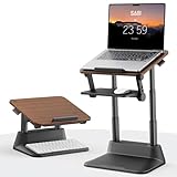 SAIJI Laptop Stand for Desk, Stable Standing Laptop Riser with Foldable Mouse Pad, Standing Computer Stand with 4 Adjustable Height Up to 20.47", Tall Stand Fit All Laptops Under 17.3"