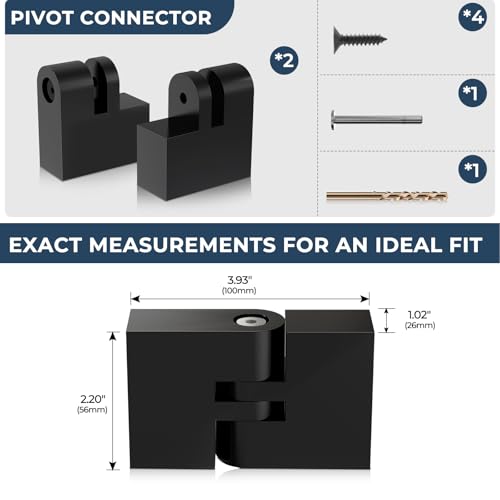 Image of 1 Pack Black Vertical Pivot Connector for Stainless Steel Handrail, Adjustable 180 Hand Rail Fitting for Top Railing, High Strength POM Block for Stair Horizontal Handrail