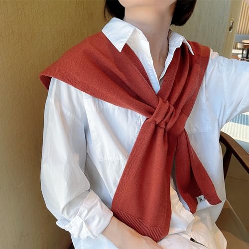 Women's Casual Knit Sweater Shawl Detachable Fake Collar Knotted Shawls4