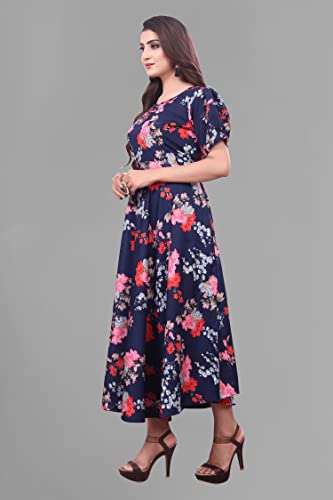 Image of FLARED ALINE MAXI DRESS WITH FLORAL PRINT FOR WOMEN