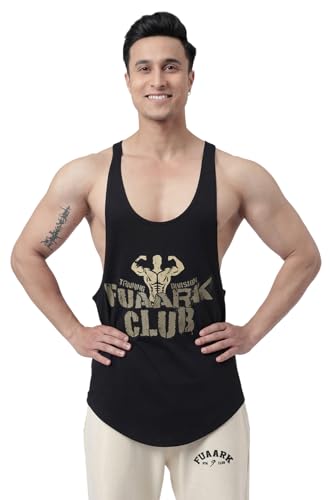 Image of FUAARK Men's Super Combed Cotton Tank Tops Gym Bodybuilding Vest Fitness Workout Sleeveless Stringers