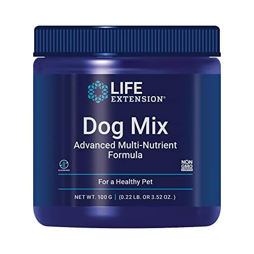 Life Extension Dog Mix, Dog Vitamins and Supplements, probiotics, L-carnitine, B12, folic Acid, Vitamin C, Vitamin E, Rosemary, Nutrient Absorption, Gluten-Free, Non-GMO, 60 Servings