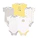 Luvable Friends Baby Infant 5 Pack Bodysuits, Yellow/Gray Owl, 9M(6-9 Months)