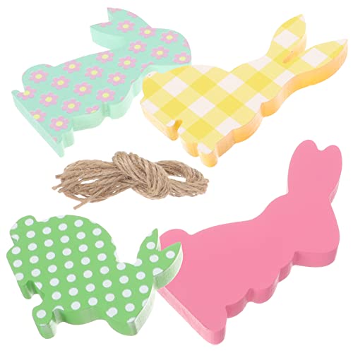 Garneck 4 Piezas Adornos Madera para Pascua de Decoración de Accesorios de Primavera para Embellecer Interiores y Exteriores