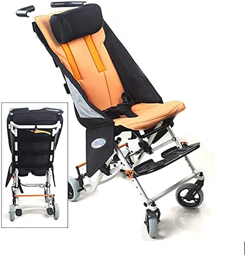 NEOCHY Portable and Comfortable Folding Kids Pediatric Outdoor Comfortable Mobile Wheelchair Displacement Machine 12 Wide Seat Aluminum Lightweight Children’s Trolley with Headrest