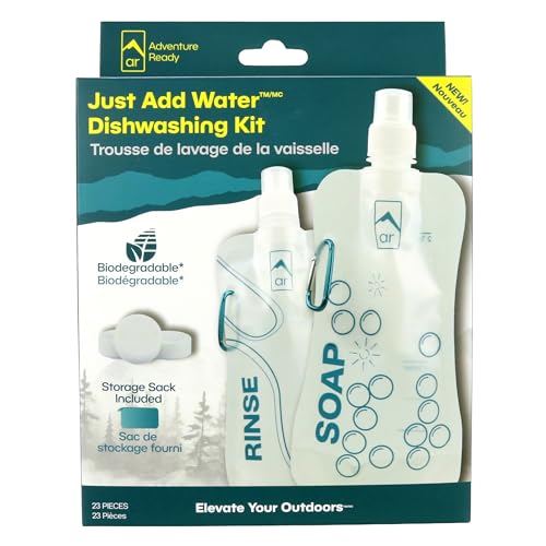 Adventure Ready Just-Add-Water Dishwashing Kit for Camping & Backpacking -